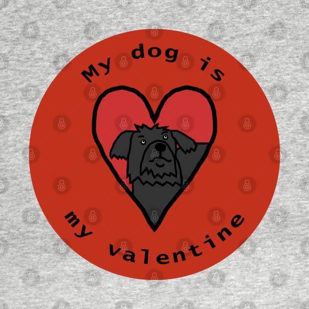 My Dog is My Valentine Round Puli Yorkie Cross by ellenhenryart